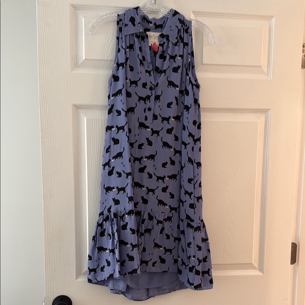 Kate Spade Novelty Sleeveless Dress with Cat Print